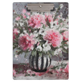 Rosa Carnation Floral Blume Arrangement Schwarz Klemmbrett