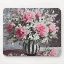 Rosa Carnation Floral Blume Arrangement Schwarz Mousepad