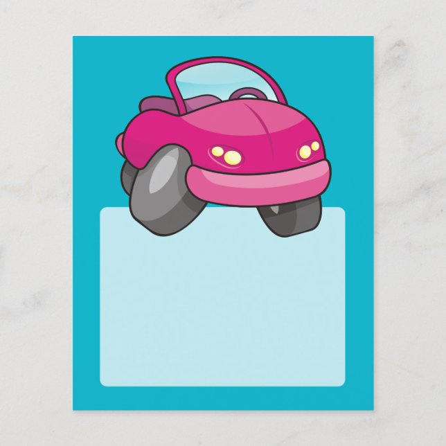 Rosa Cartoon-Auto Flyer (Hinten)