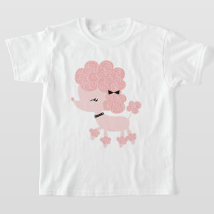 Rosa Cartoon Französischer Pudel T-Shirt