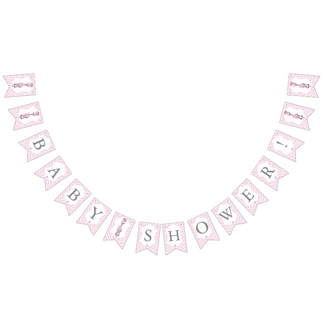 Rosa Cartoon Giraffe Babydusche Wimpelkette (Alle)