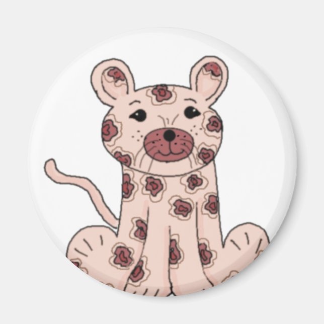 Rosa Cartoon Leopard Magnet (Vorne)