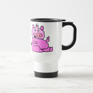Rosa Cartoon Schweinefleisch Aluminium Travel Mug Reisebecher