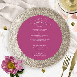 Rosa Cassis Elegantes Round Wedding Menu Menükarte
