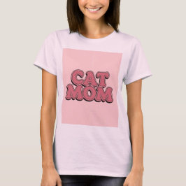 Rosa Cat Mama Text T - Shirt