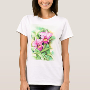 Rosa Catleya Orchideen-Blumen-Kunst - multi T-Shirt