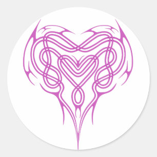 Rosa Celtic Heart Knot Runder Aufkleber
