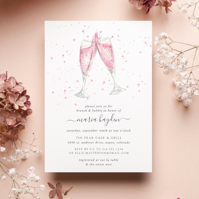 Rosa Champagne | Brunch & Bubbly Shower Einladung (Von Creator hochgeladen)