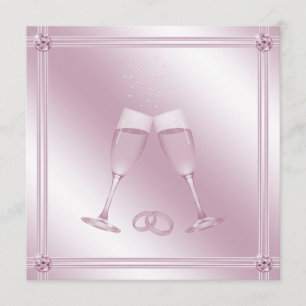 Rosa Champagne-Gläser u. Diamant-Hochzeit lädt ein Einladung