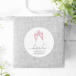 Rosa Champagner "Anfeuern zur Liebe" Personalisier Runder Aufkleber