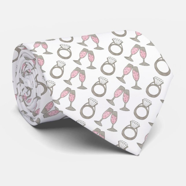 Rosa Champagner Diamantring Hochzeitsgroom Krawatte (Gerollt)