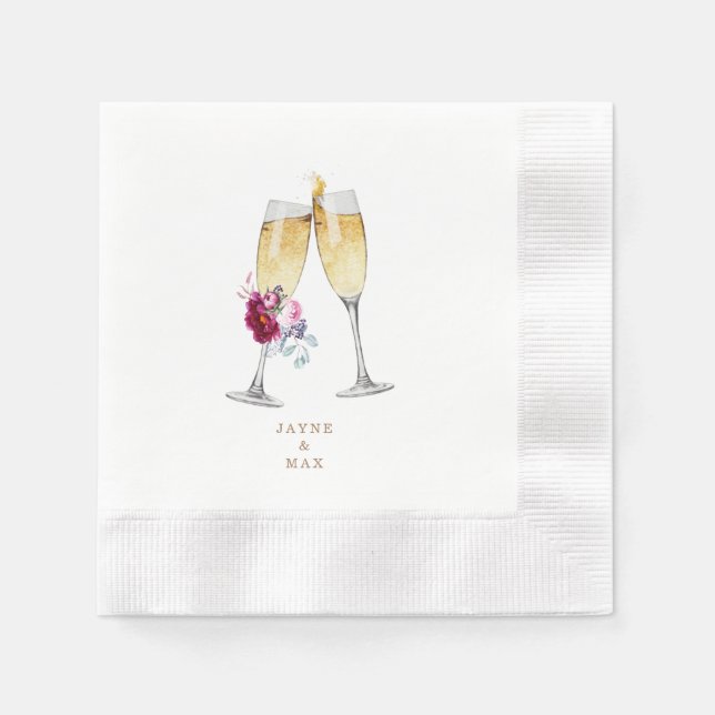 Rosa Champagner Elegante Hochzeit Willkommen Serviette (Vorderseite)