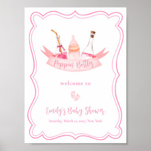 Rosa Champagner Feet Frame Girl Baby Dusche Empfan Poster