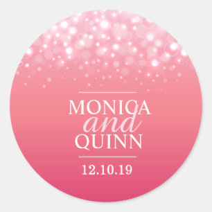 Rosa Champagner-Funkelbläschen Hochzeitsaufkleber Runder Aufkleber