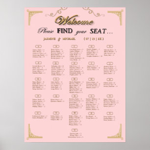 Rosa Champagner-Gold Hochzeitssitzplan Poster