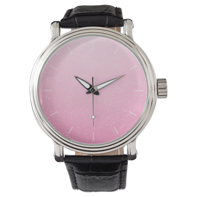 Rosa Champagner mit zarten Bläschen Kunst Armbanduhr (Vorderseite)