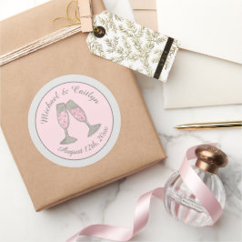 Rosa Champagner Toast Cheers Wedding Brautparty Runder Aufkleber