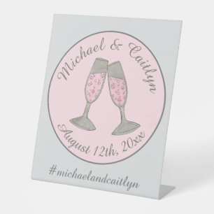 Rosa Champagner Toast Cheers Wedding Brautparty Sockelschild
