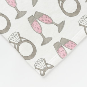 Rosa Champagner Toast Diamantring Braut Fleecedecke