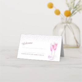 Rosa Champagnerbrille Hochzeitsgast-Platzkarten Platzkarte