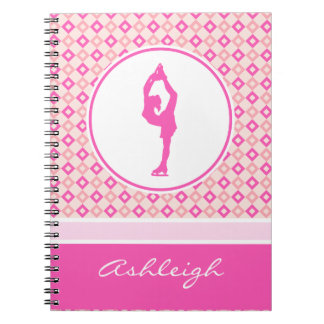 Rosa Checkered Diamant-Zahl Skater mit Monogramm Notizblock