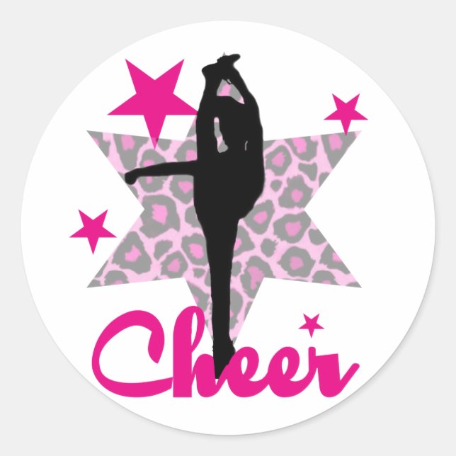 Rosa Cheerleader Runder Aufkleber (Vorderseite)