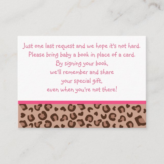Rosa Cheetah Book Request Cards Begleitkarte (Vorderseite)