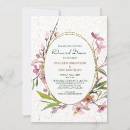 Rosa Cherry Blossom Goldrahmen Probe Abendessen Einladung