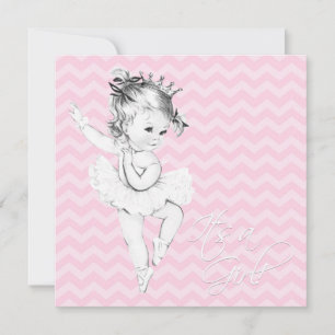 Rosa Chevron Ballerina Prinzessin Baby Shower Einladung