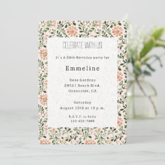 Rosa Chic Floral Geburtstag Einladung