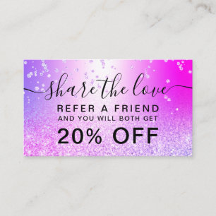 Rosa Chic-Glitter metallischer Confettianteil die Empfehlungskarte
