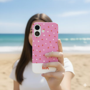 Rosa-chic Monogramm Anfangsbuchstabe iPhone 16 Hül Hülle