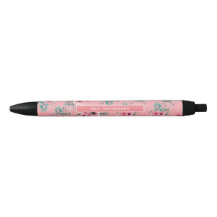 Rosa  Chic Watercolor Floral Personalisiert  Kugelschreiber