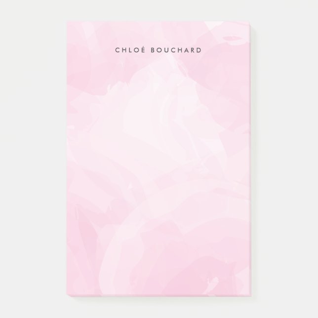Rosa | Chic Watercolor Personalisiert Post-it Klebezettel (Vorderseite)