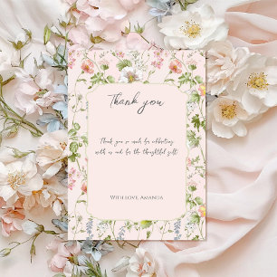 Rosa Chinesische Babyparty mit Blumenmuster Dankeskarte