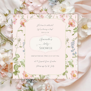 Rosa Chinesische Blumen Baby Shower Einladung