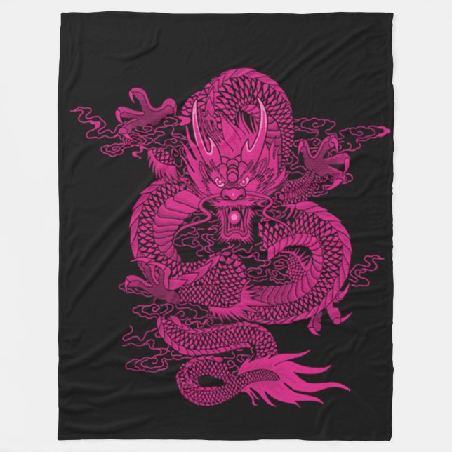 Rosa chinesischer Kaiser-Drache Fleecedecke (Vorderseite)