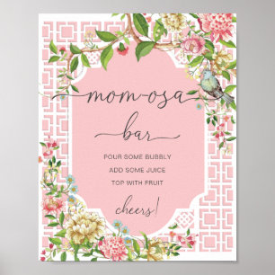 Rosa Chinoiserie-Baby-Shower-Mom-osa-Bar-Schild Poster