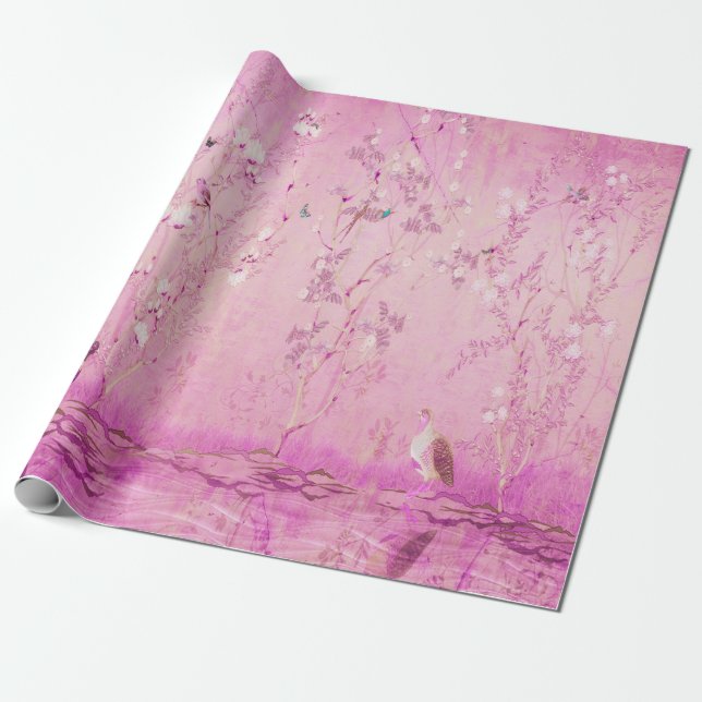 Rosa Chinoiserie Bird Decopupupupupupupupupupage Geschenkpapier (Ungerollt)