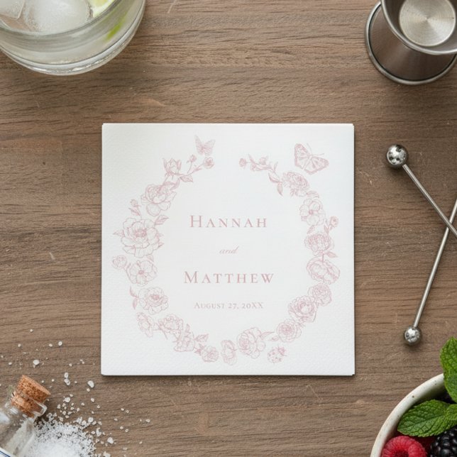 Rosa Chinoiserie Bird Wappen Wedding Serviette (Von Creator hochgeladen)