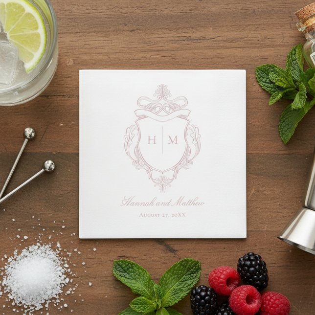 Rosa Chinoiserie Bird Wappen Wedding Serviette (Von Creator hochgeladen)