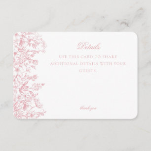 Rosa Chinoiserie Blumen-Details Karte Einladung