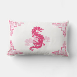 Rosa Chinoiserie Dragon und Wolken Lendenkissen
