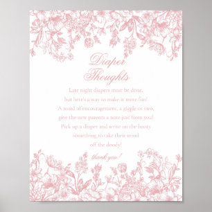 Rosa Chinoiserie Flora Windel Gedanken Baby Shower Poster