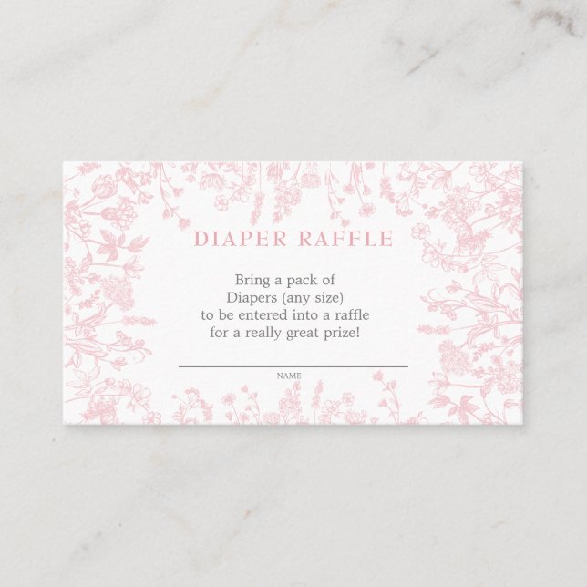 Rosa Chinoiserie Floralpreisliste, Gewinnspiel Visitenkarte (Vorderseite)