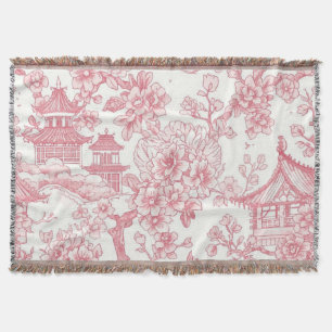 Rosa Chinoiserie-Toile-Drache Kirschblüte Decke