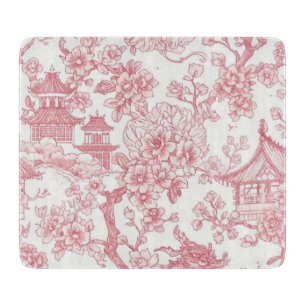 Rosa Chinoiserie-Toile-Drache Kirschblüte Schneidebrett