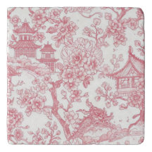 Rosa Chinoiserie-Toile-Drache Kirschblüte