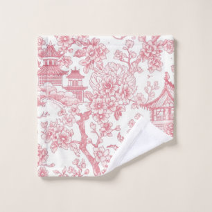 Rosa Chinoiserie-Toile-Drache Kirschblüte Waschlappen