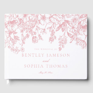 Rosa Chinoiserie Vintage Florales Hochzeitsgästebu Gästebuch